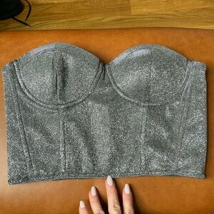 Cute Longline Sparkle Corset Strapless Size M